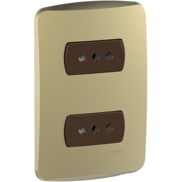 Enchufe Doble 10A Dorado Embutido NEV